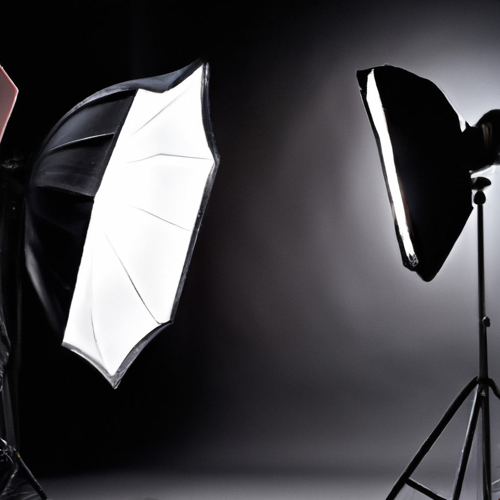 Décor photographique flouté avec softbox et caméra